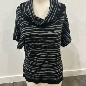 Calvin Klein Women’s Black, Silver & Gray Oversized Cowlneck Sweater Size L